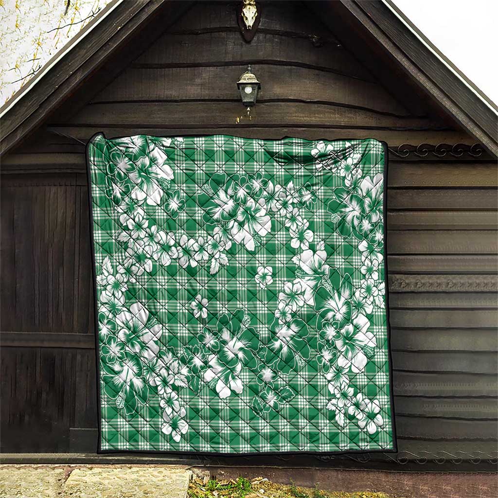 Hibiscus Pakala Emerald Green Quilt Tropical Floral Stylized - Polynesian Pride
