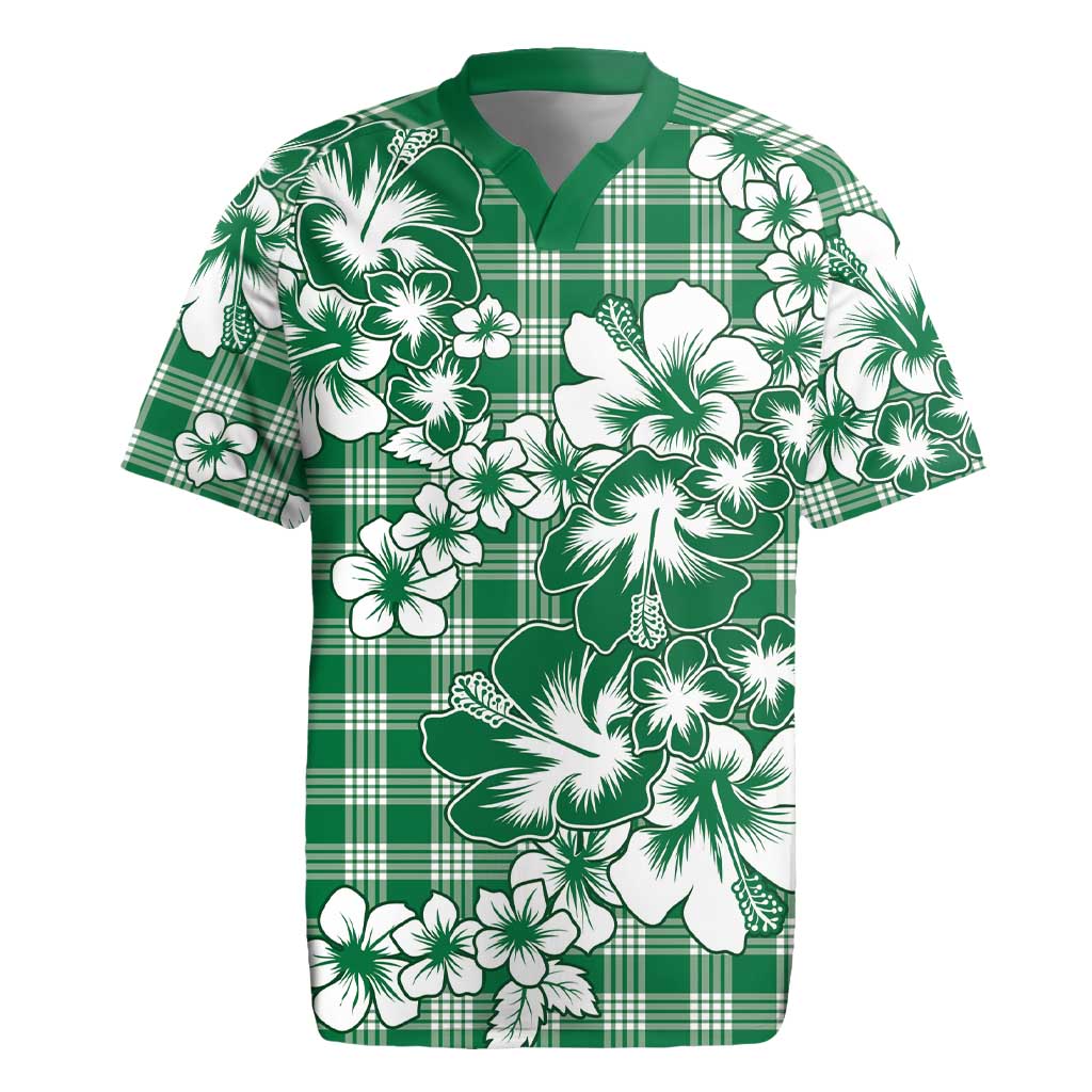 Hibiscus Pakala Emerald Green Rugby Jersey Tropical Floral Stylized LT01 Green - Polynesian Pride