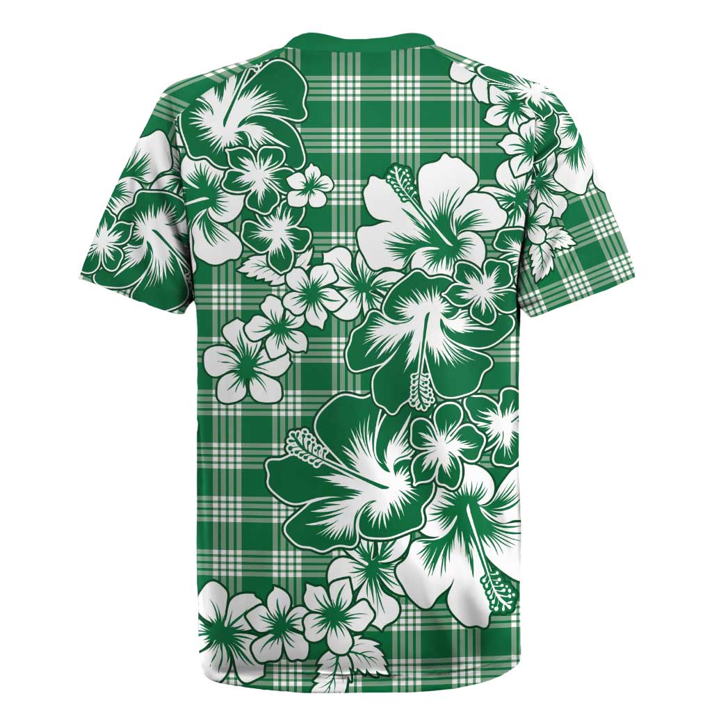 Hibiscus Pakala Emerald Green Rugby Jersey Tropical Floral Stylized LT01 - Polynesian Pride