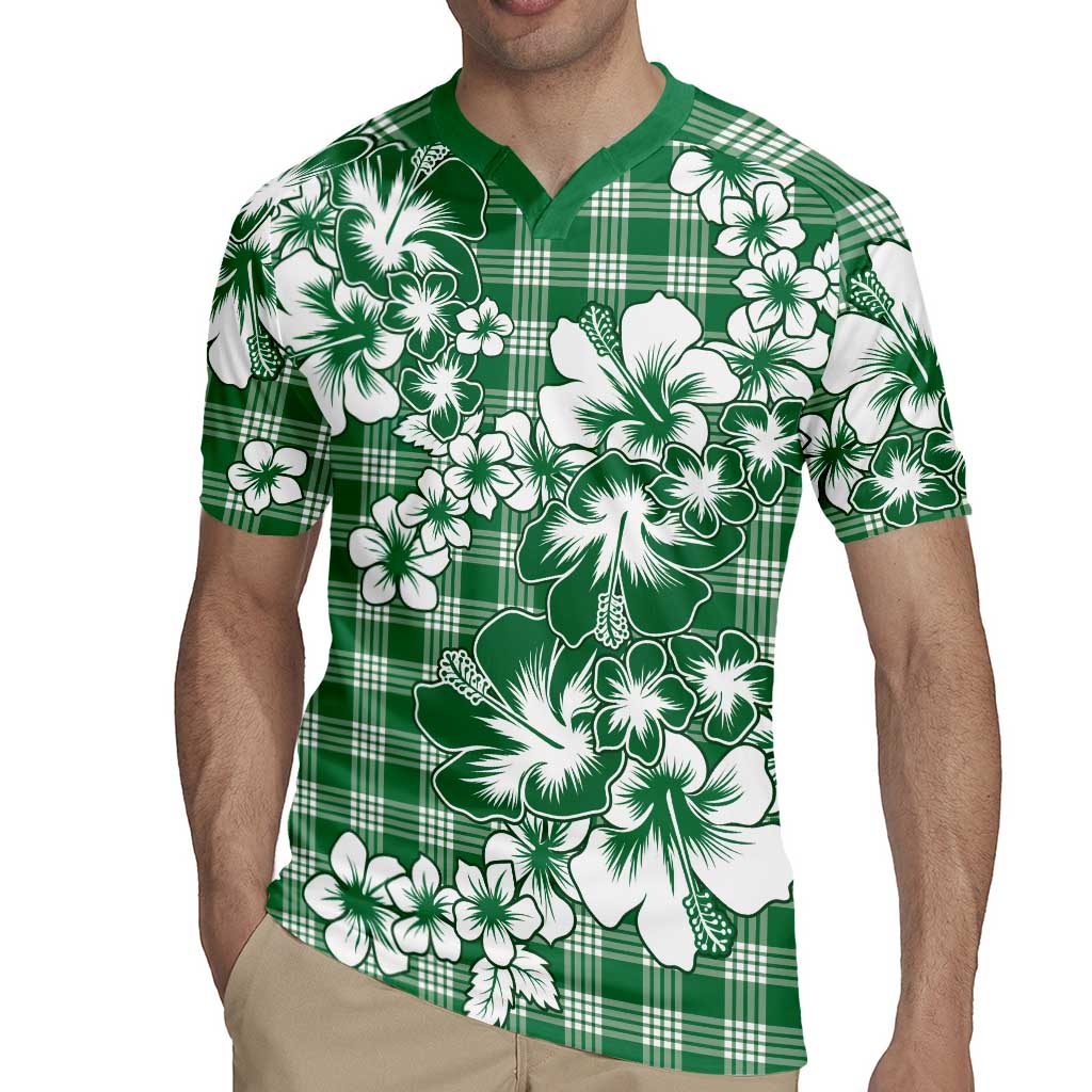 Hibiscus Pakala Emerald Green Rugby Jersey Tropical Floral Stylized LT01 - Polynesian Pride