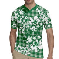 Hibiscus Pakala Emerald Green Rugby Jersey Tropical Floral Stylized LT01 - Polynesian Pride