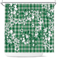 Hibiscus Pakala Emerald Green Shower Curtain Tropical Floral Stylized LT01 Green - Polynesian Pride