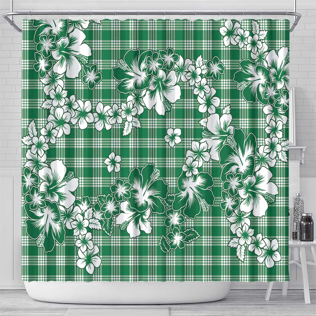 Hibiscus Pakala Emerald Green Shower Curtain Tropical Floral Stylized LT01 - Polynesian Pride