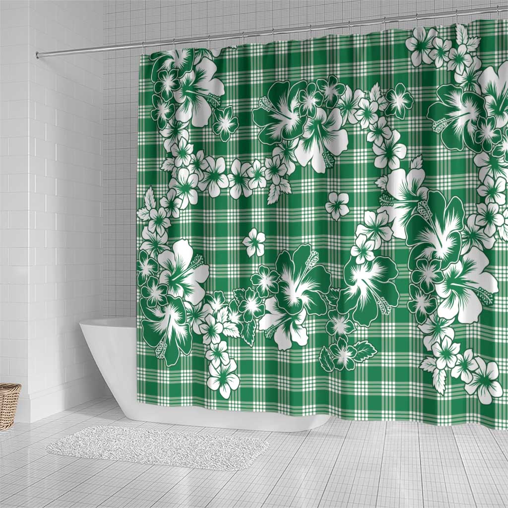 Hibiscus Pakala Emerald Green Shower Curtain Tropical Floral Stylized LT01 - Polynesian Pride