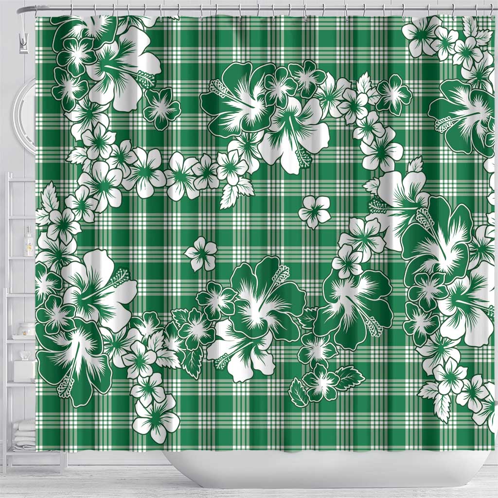 Hibiscus Pakala Emerald Green Shower Curtain Tropical Floral Stylized LT01 - Polynesian Pride