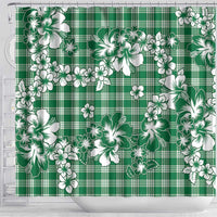 Hibiscus Pakala Emerald Green Shower Curtain Tropical Floral Stylized LT01 - Polynesian Pride