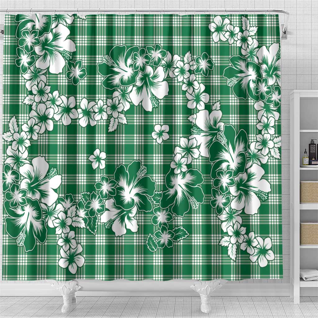 Hibiscus Pakala Emerald Green Shower Curtain Tropical Floral Stylized LT01 - Polynesian Pride
