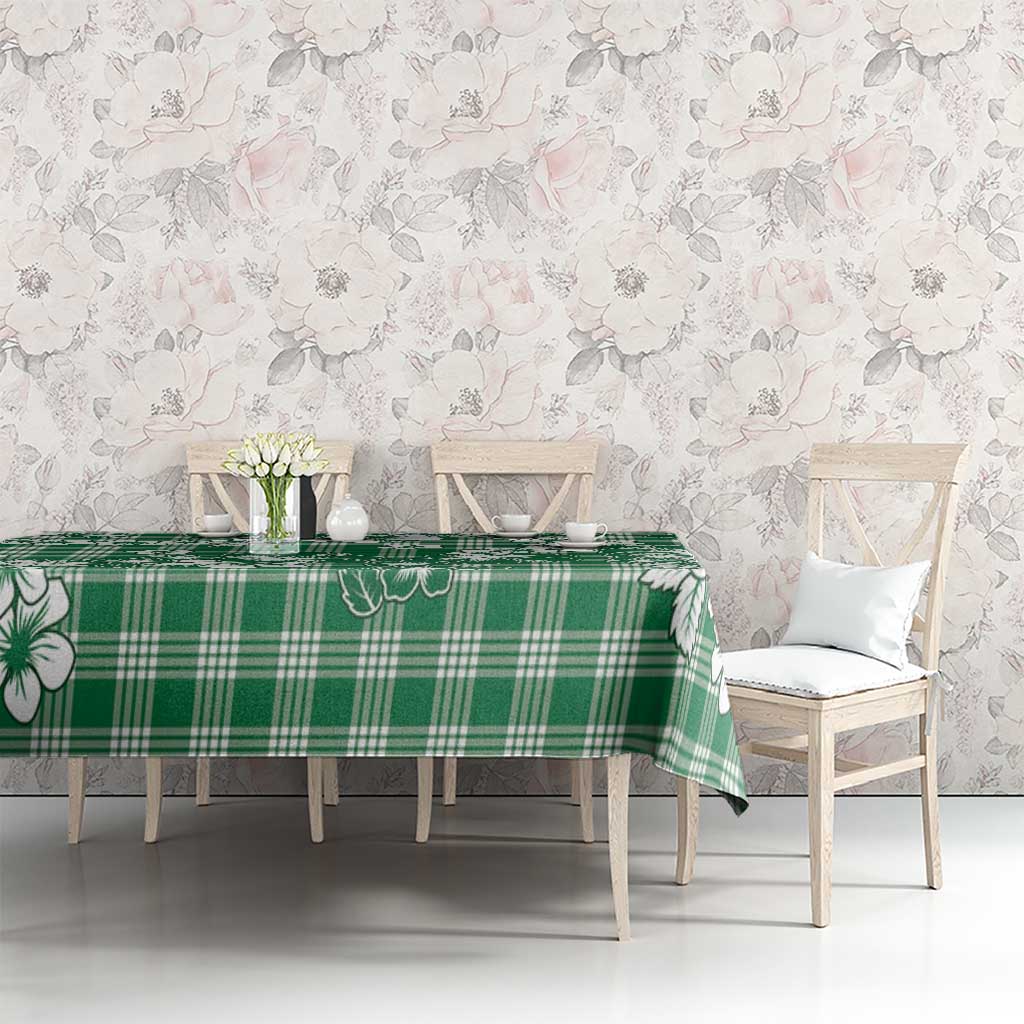 Hibiscus Pakala Emerald Green Tablecloth Tropical Floral Stylized - Polynesian Pride