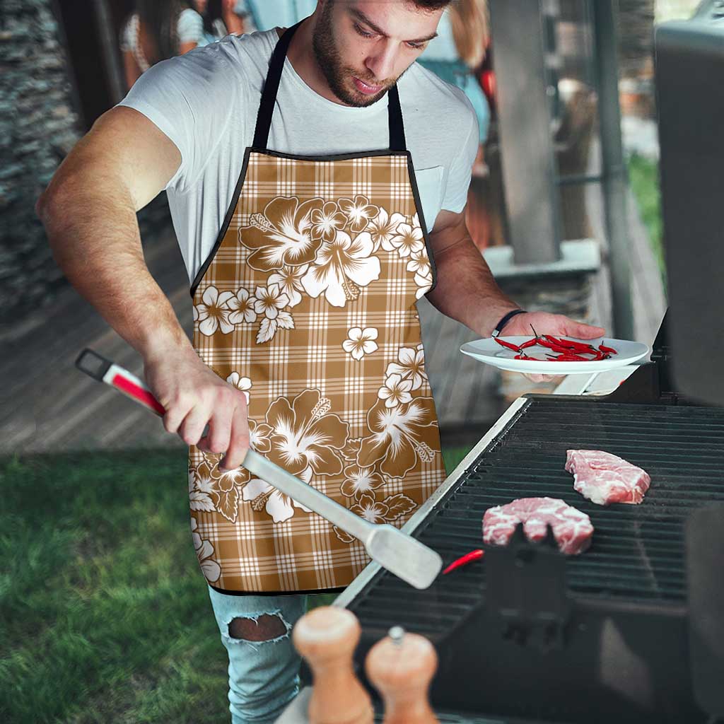Hibiscus Pakala Bronze Brown Apron Tropical Floral Stylized - Polynesian Pride