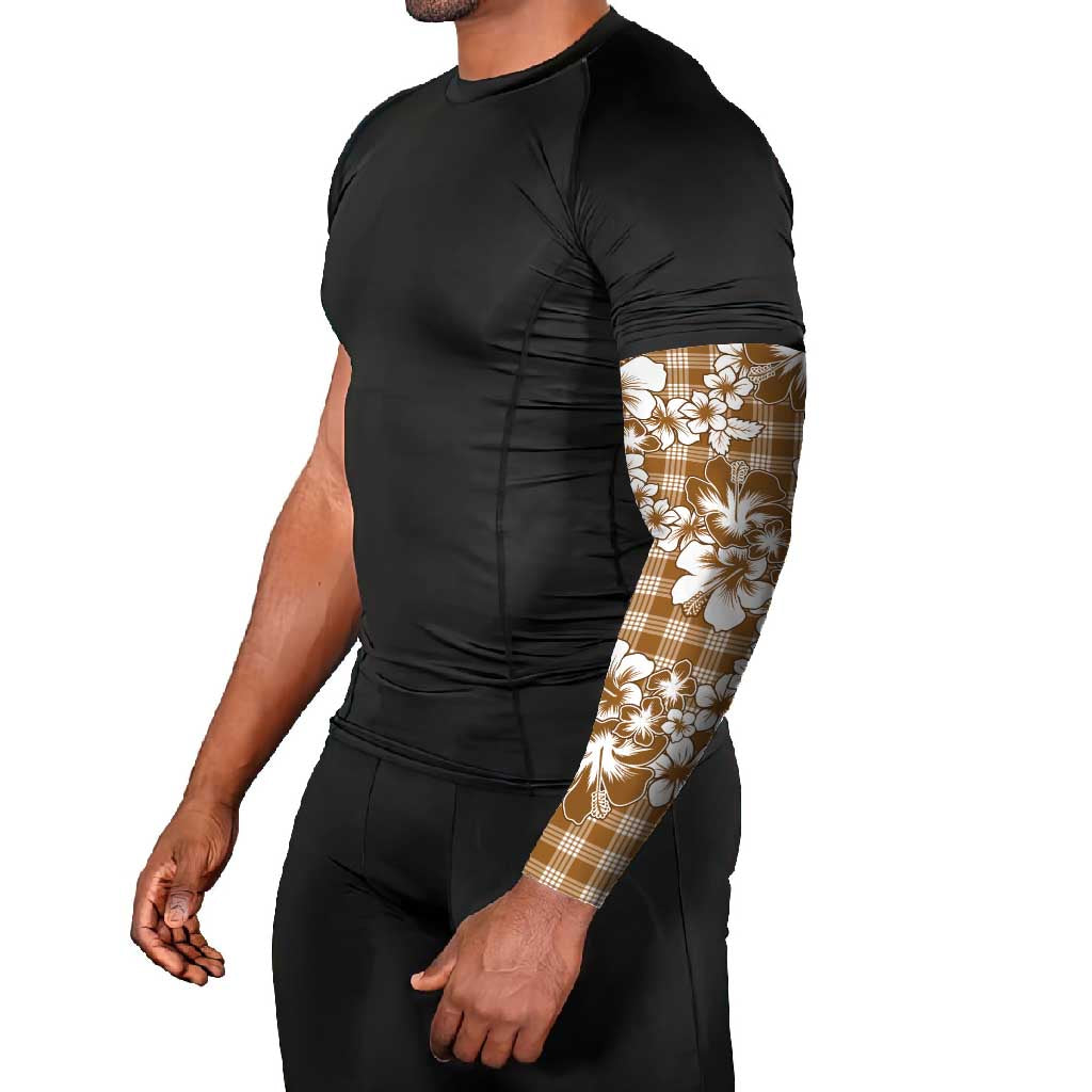 Hibiscus Pakala Bronze Brown Arm Sleeves Tropical Floral Stylized - Polynesian Pride