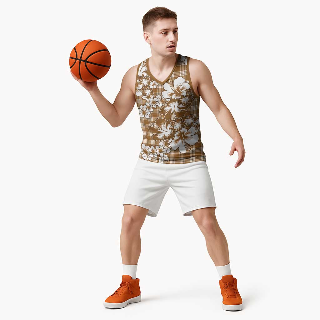 Hibiscus Pakala Bronze Brown Basketball Jersey Tropical Floral Stylized - Polynesian Pride