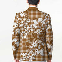 Hibiscus Pakala Bronze Brown Blazer Tropical Floral Stylized - Polynesian Pride