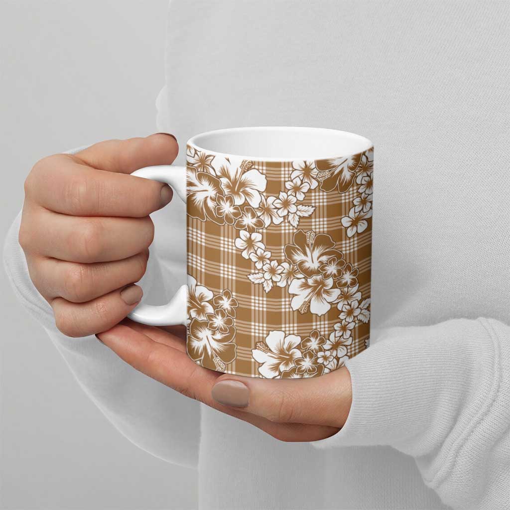 Hibiscus Pakala Bronze Brown Ceramic Mug Tropical Floral Stylized - Polynesian Pride