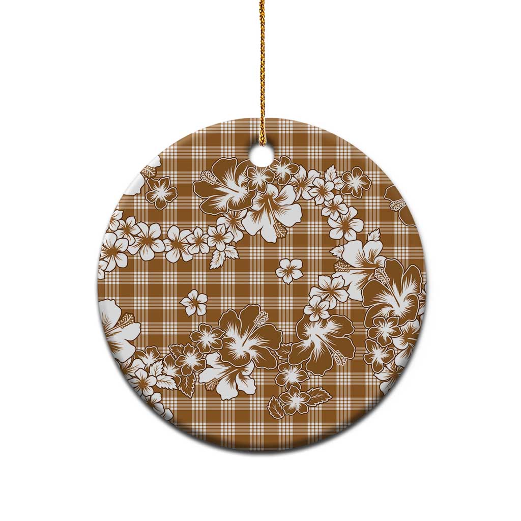 Hibiscus Pakala Bronze Brown Ceramic Ornament Tropical Floral Stylized - Polynesian Pride