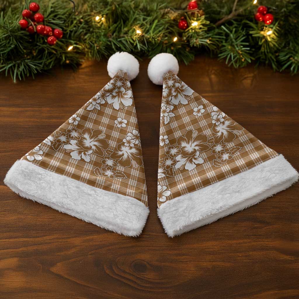 Hibiscus Pakala Bronze Brown Christmas Santa Hat Tropical Floral Stylized - Polynesian Pride