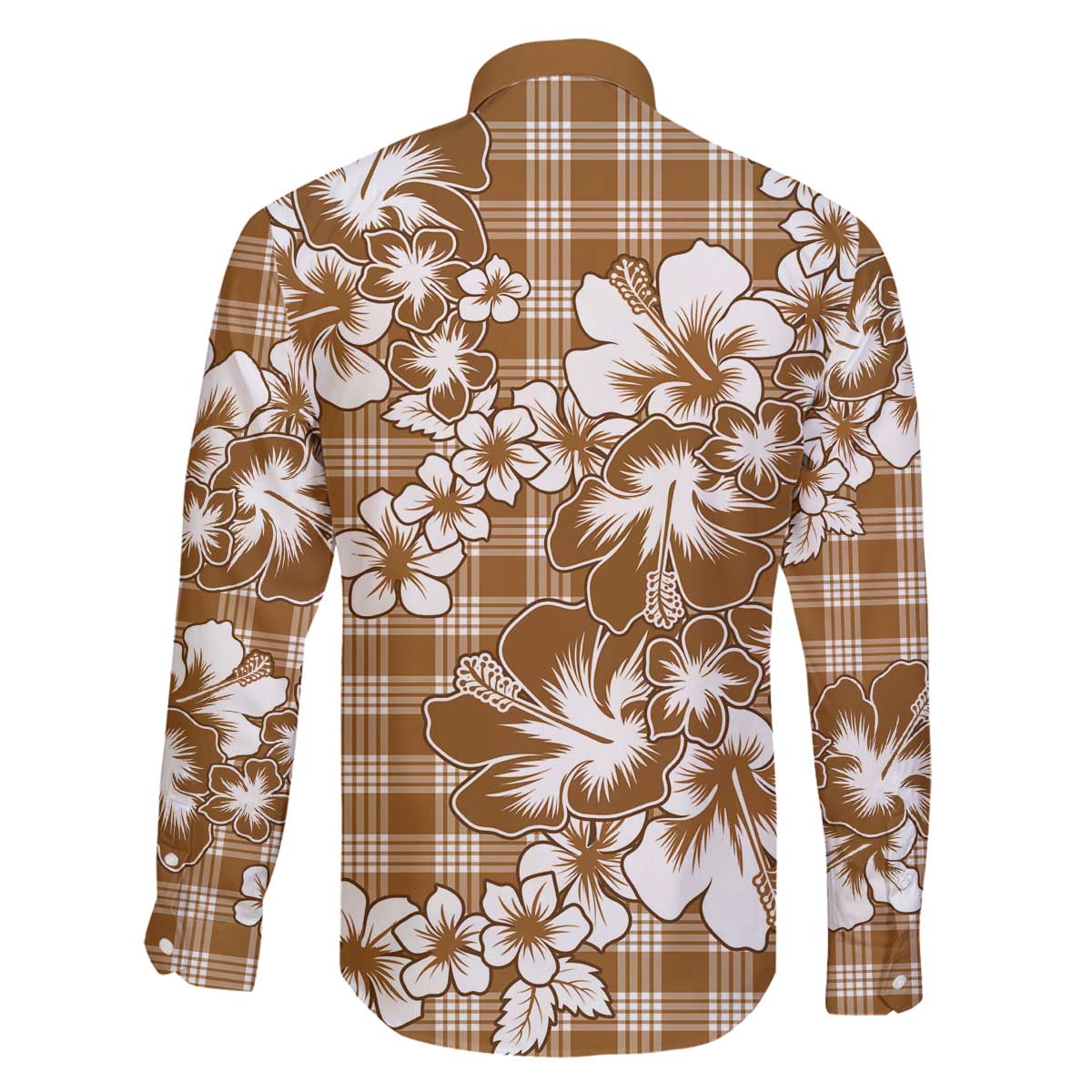 Hibiscus Pakala Bronze Brown Family Matching Off The Shoulder Long Sleeve Dress and Hawaiian Shirt Tropical Floral Stylized LT01 - Polynesian Pride