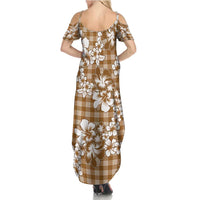 Hibiscus Pakala Bronze Brown Family Matching Summer Maxi Dress and Hawaiian Shirt Tropical Floral Stylized LT01 - Polynesian Pride