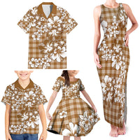 Hibiscus Pakala Bronze Brown Family Matching Tank Maxi Dress and Hawaiian Shirt Tropical Floral Stylized LT01 - Polynesian Pride
