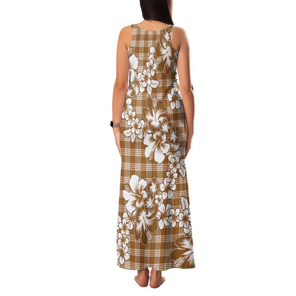 Hibiscus Pakala Bronze Brown Family Matching Tank Maxi Dress and Hawaiian Shirt Tropical Floral Stylized LT01 - Polynesian Pride