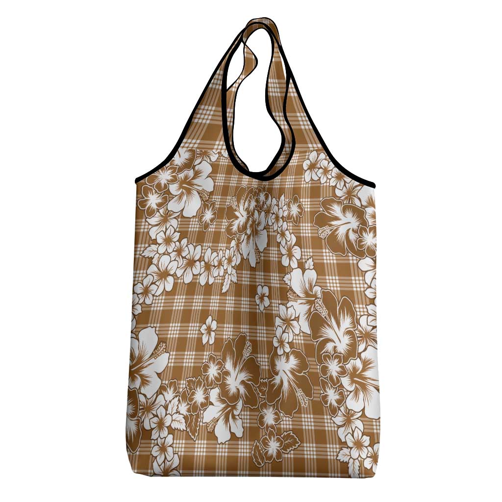 Hibiscus Pakala Bronze Brown Grocery Bag Tropical Floral Stylized LT01 - Polynesian Pride