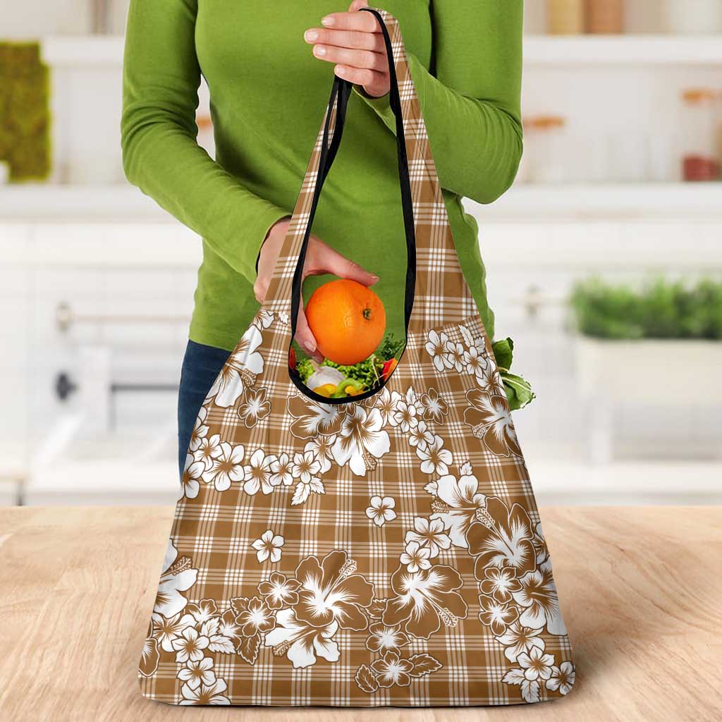 Hibiscus Pakala Bronze Brown Grocery Bag Tropical Floral Stylized LT01 - Polynesian Pride