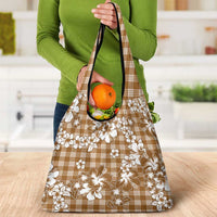 Hibiscus Pakala Bronze Brown Grocery Bag Tropical Floral Stylized LT01 - Polynesian Pride