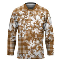 Hibiscus Pakala Bronze Brown Hockey Jersey Tropical Floral Stylized - Polynesian Pride