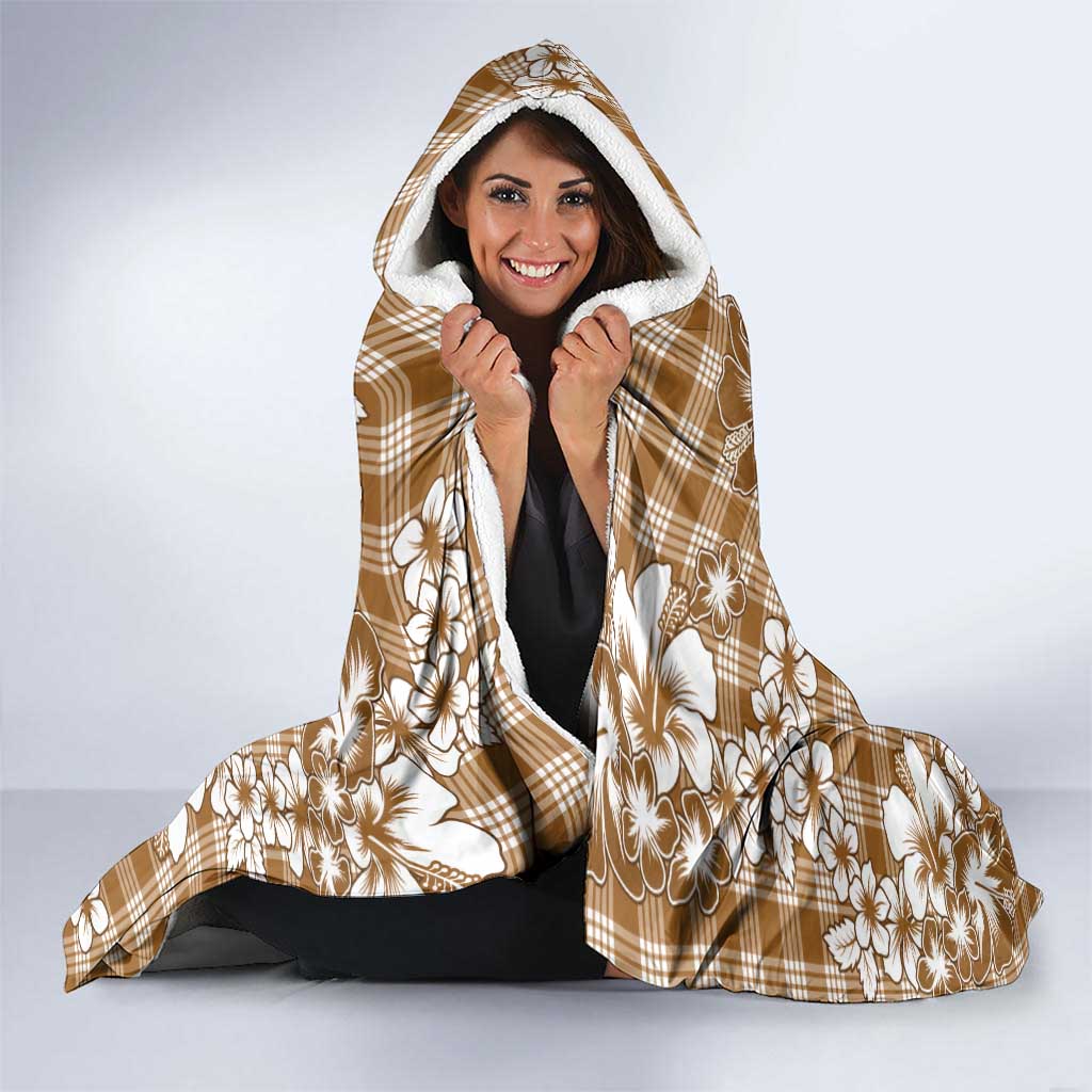 Hibiscus Pakala Bronze Brown Hooded Blanket Tropical Floral Stylized - Polynesian Pride