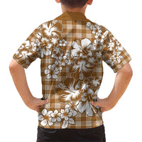 Hibiscus Pakala Bronze Brown Kid Hawaiian Shirt Tropical Floral Stylized - Polynesian Pride