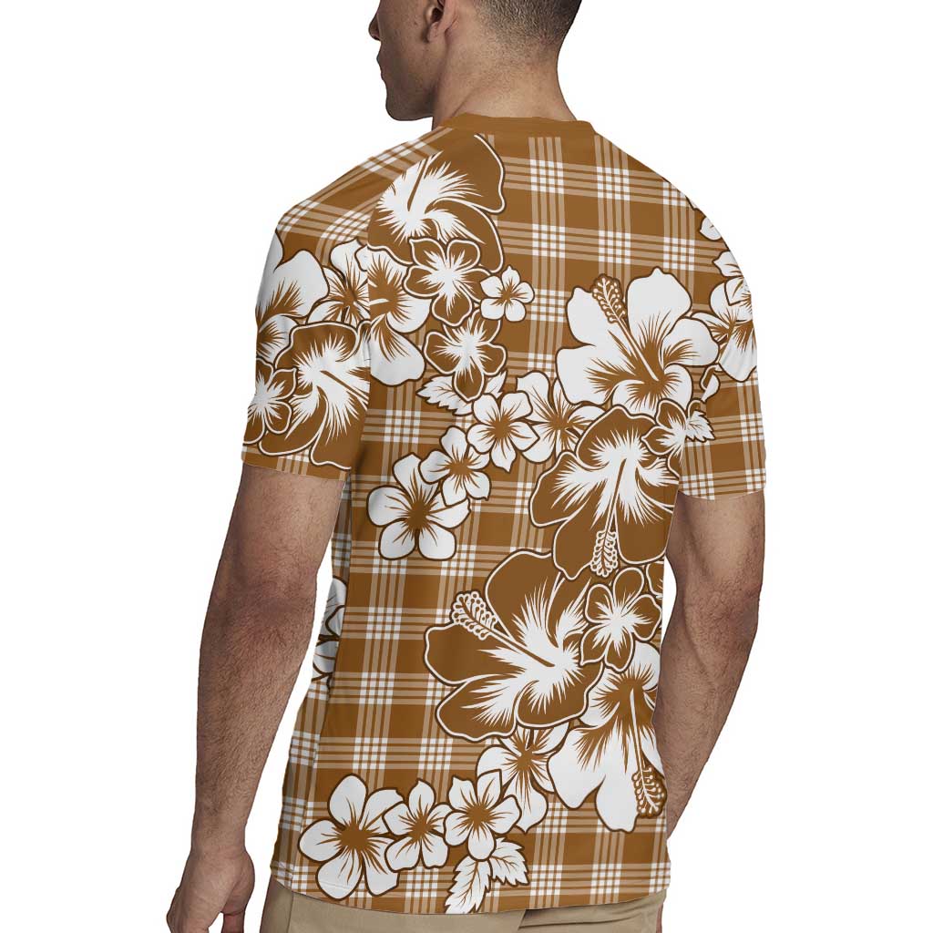 Hibiscus Pakala Bronze Brown Rugby Jersey Tropical Floral Stylized LT01 - Polynesian Pride