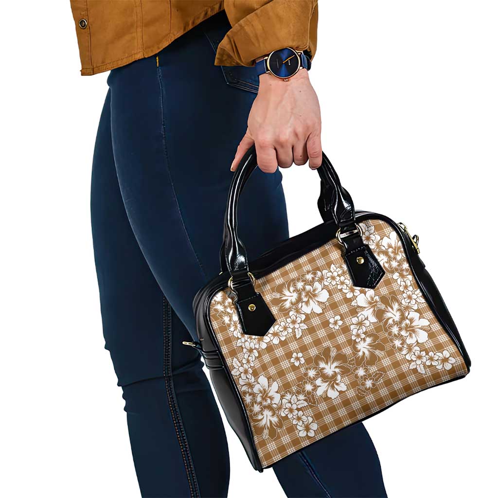 Hibiscus Pakala Bronze Brown Shoulder Handbag Tropical Floral Stylized - Polynesian Pride