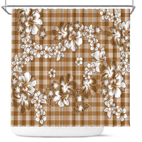 Hibiscus Pakala Bronze Brown Shower Curtain Tropical Floral Stylized LT01 Brown - Polynesian Pride