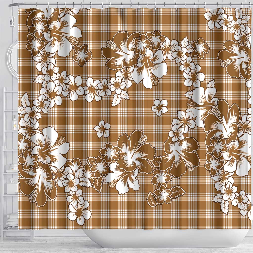 Hibiscus Pakala Bronze Brown Shower Curtain Tropical Floral Stylized LT01 - Polynesian Pride