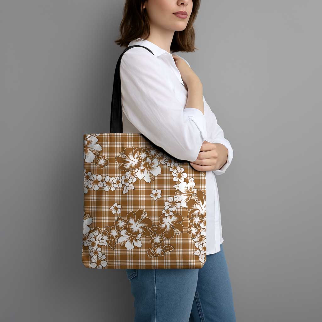 Hibiscus Pakala Bronze Brown Tote Bag Tropical Floral Stylized LT01 - Polynesian Pride