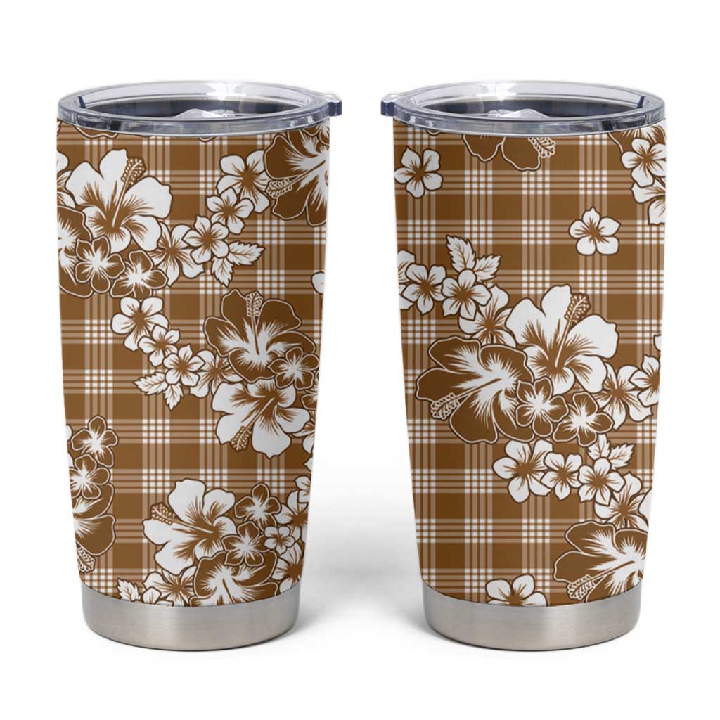 Hibiscus Pakala Bronze Brown Tumbler Cup Tropical Floral Stylized LT01 Brown - Polynesian Pride
