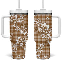 Hibiscus Pakala Bronze Brown Tumbler With Handle Tropical Floral Stylized - Polynesian Pride