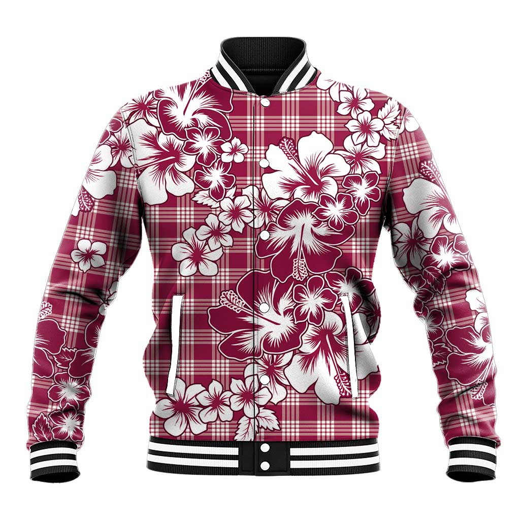 Hibiscus Pakala Royal Magenta Baseball Jacket Tropical Floral Stylized LT01 Unisex Magenta - Polynesian Pride