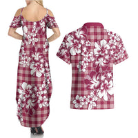 Hibiscus Pakala Royal Magenta Couples Matching Summer Maxi Dress and Hawaiian Shirt Tropical Floral Stylized LT01 - Polynesian Pride