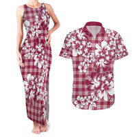 Hibiscus Pakala Royal Magenta Couples Matching Tank Maxi Dress and Hawaiian Shirt Tropical Floral Stylized LT01 Magenta - Polynesian Pride