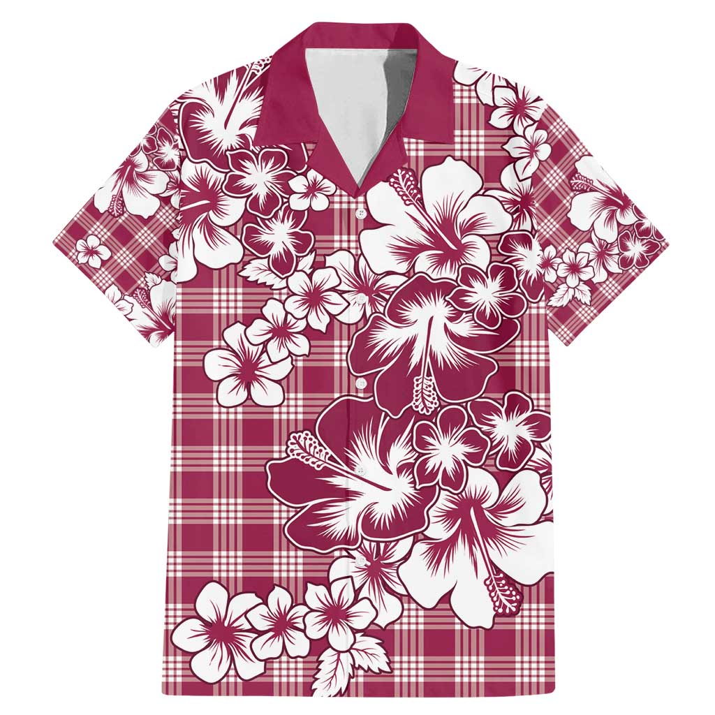 Hibiscus Pakala Royal Magenta Family Matching Mermaid Dress and Hawaiian Shirt Tropical Floral Stylized LT01 Dad's Shirt - Short Sleeve Magenta - Polynesian Pride