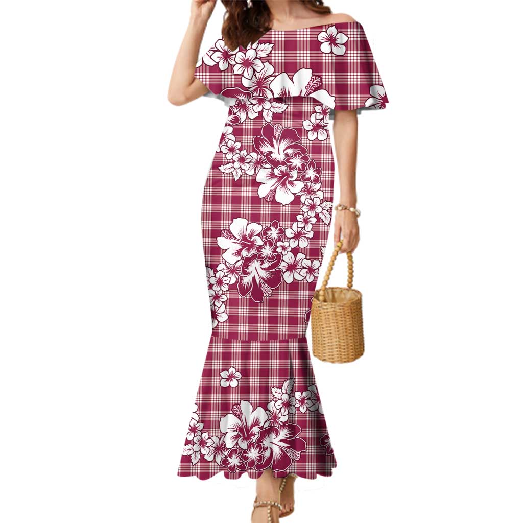 Hibiscus Pakala Royal Magenta Family Matching Mermaid Dress and Hawaiian Shirt Tropical Floral Stylized LT01 Mom's Dress Magenta - Polynesian Pride