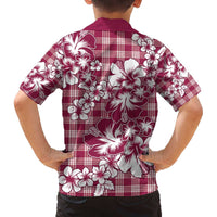 Hibiscus Pakala Royal Magenta Family Matching Off The Shoulder Long Sleeve Dress and Hawaiian Shirt Tropical Floral Stylized LT01 - Polynesian Pride