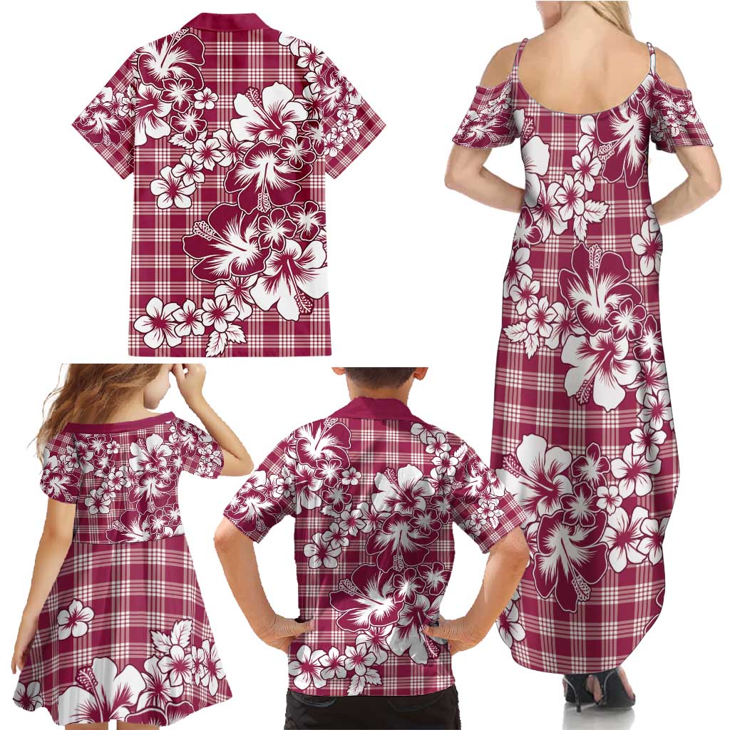 Hibiscus Pakala Royal Magenta Family Matching Summer Maxi Dress and Hawaiian Shirt Tropical Floral Stylized LT01 - Polynesian Pride
