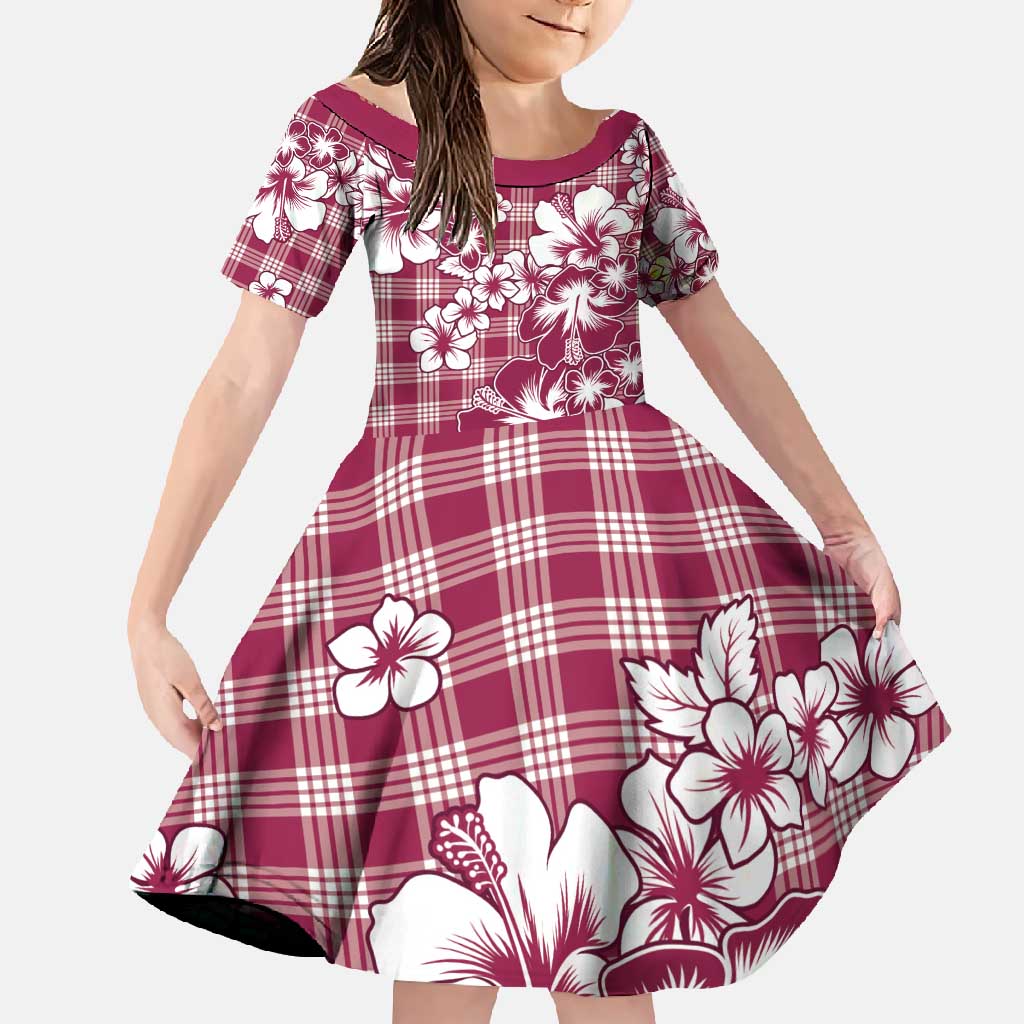 Hibiscus Pakala Royal Magenta Family Matching Tank Maxi Dress and Hawaiian Shirt Tropical Floral Stylized LT01 Daughter's Dress Magenta - Polynesian Pride