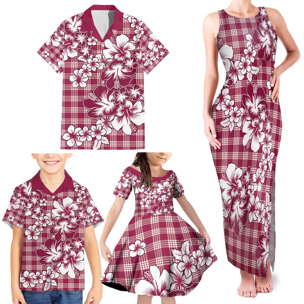 Hibiscus Pakala Royal Magenta Family Matching Tank Maxi Dress and Hawaiian Shirt Tropical Floral Stylized LT01 - Polynesian Pride