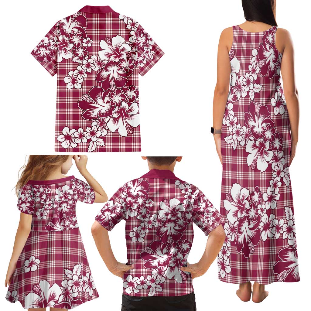 Hibiscus Pakala Royal Magenta Family Matching Tank Maxi Dress and Hawaiian Shirt Tropical Floral Stylized LT01 - Polynesian Pride