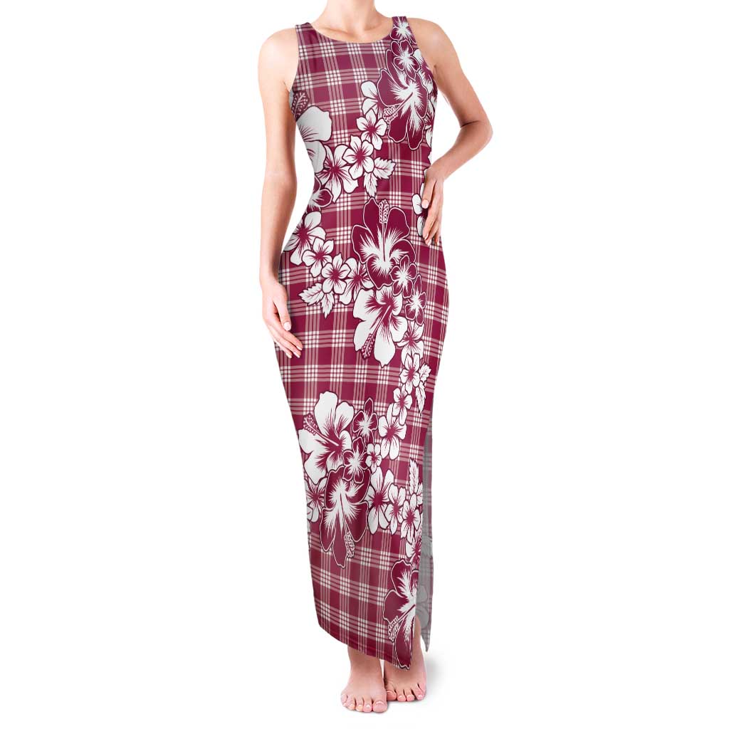 Hibiscus Pakala Royal Magenta Family Matching Tank Maxi Dress and Hawaiian Shirt Tropical Floral Stylized LT01 Mom's Dress Magenta - Polynesian Pride