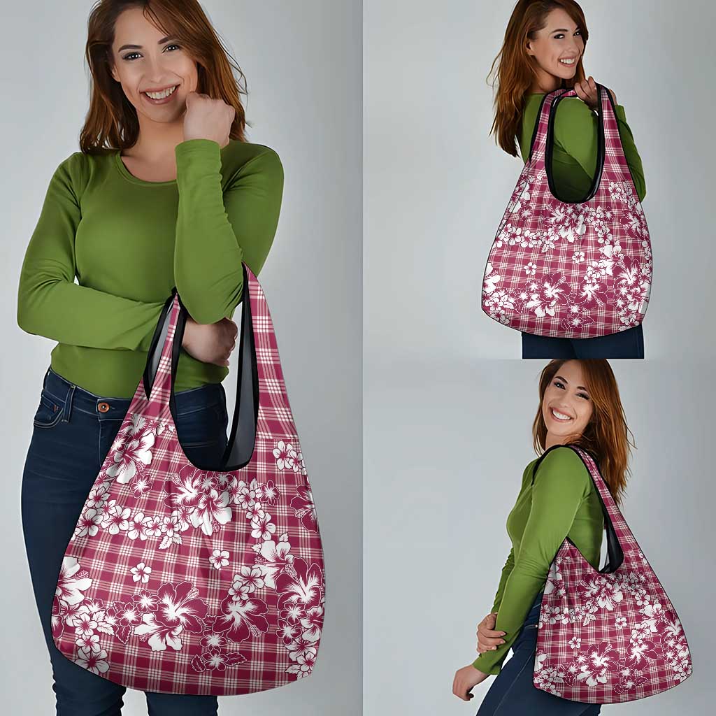 Hibiscus Pakala Royal Magenta Grocery Bag Tropical Floral Stylized - Polynesian Pride
