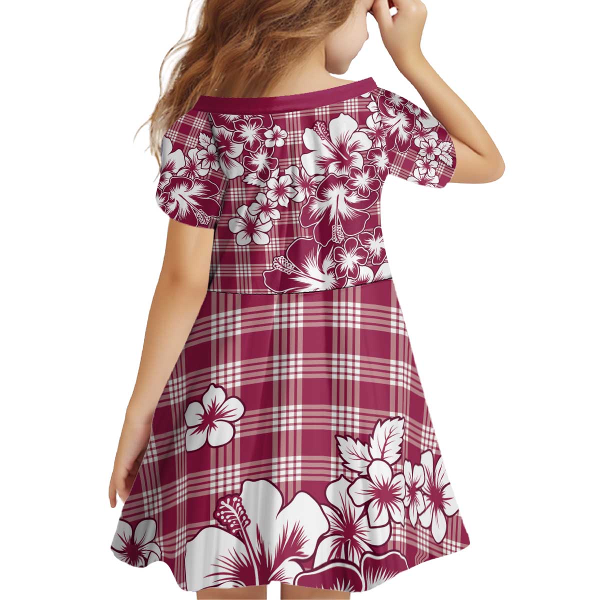 Hibiscus Pakala Royal Magenta Kid Short Sleeve Dress Tropical Floral Stylized - Polynesian Pride