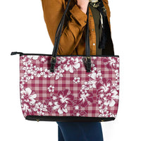 Hibiscus Pakala Royal Magenta Leather Tote Bag Tropical Floral Stylized - Polynesian Pride